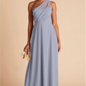 Elegant One-Shoulder Blue Evening Dress